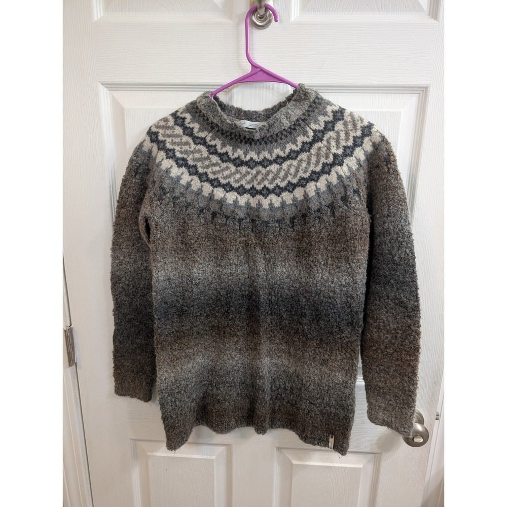 Woolrich Fair Isle Yoke Lambswool Blend Ombre Boucle Sweater - Size M